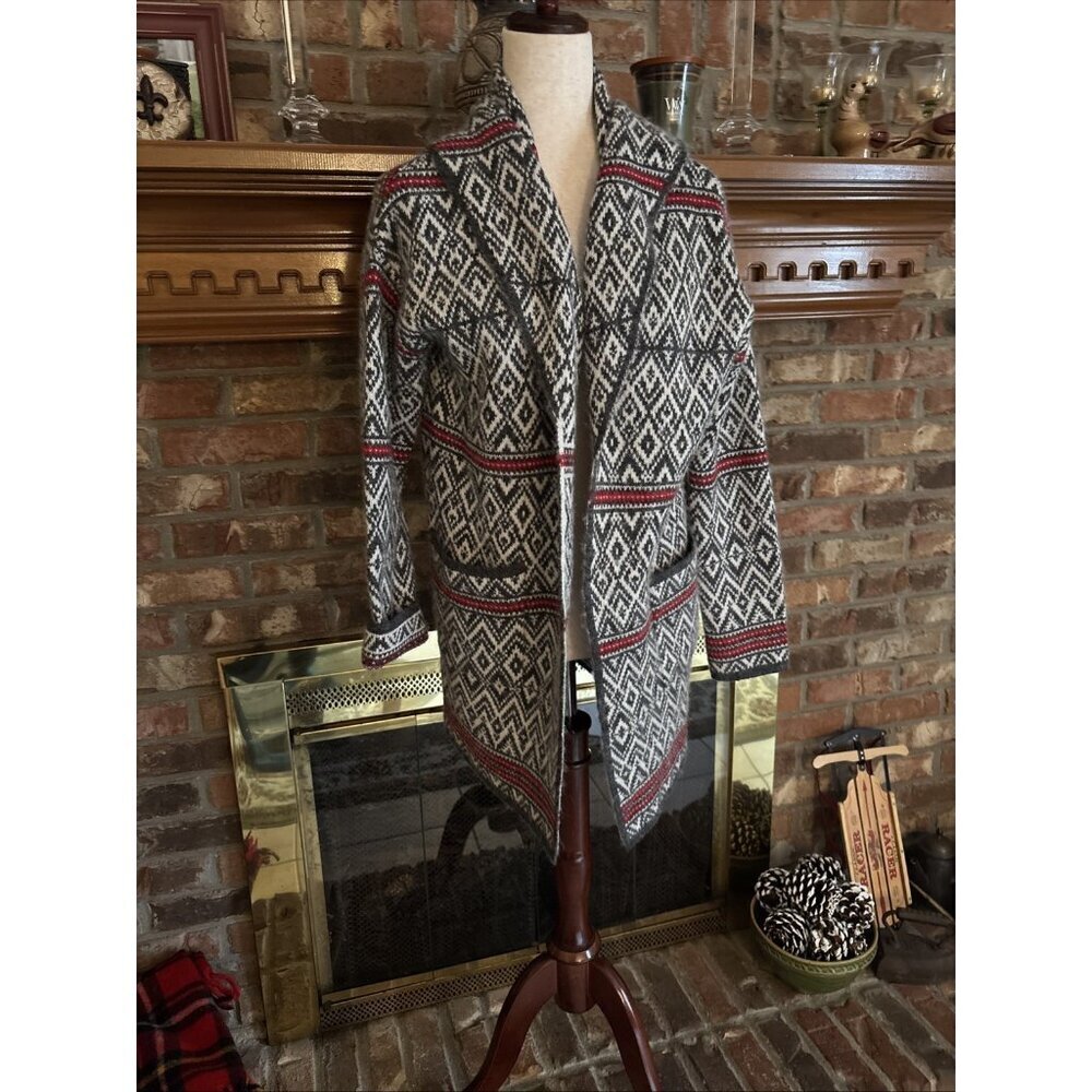 ASPEN Wool Blend Knit Open Front Cardigan Sweater Small Wool Blend